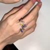 Y2K Flower Ring Tassel Crystal Rings Elegant Aesthetic Ring  Overlay