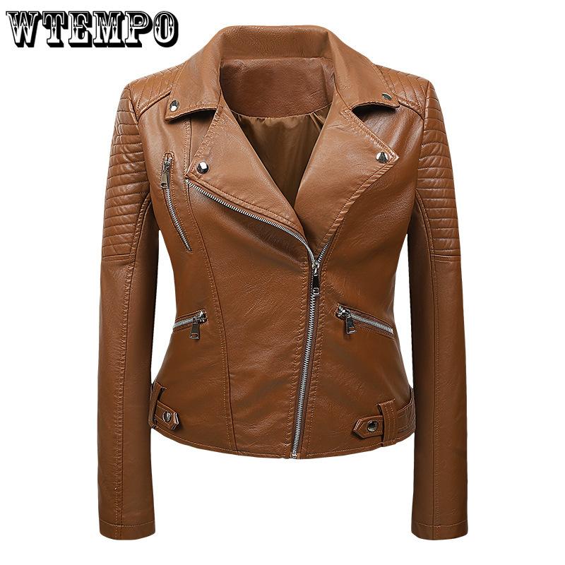 Pu Leather Jacket Female Short Collar Jacket Spring Korean Slim Biker Leather Jacket