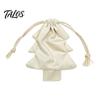 Christmas Tree Pendants Shaped Gift Bag, Reusable Drawstring Treat Goody Bags with Pompoms Decorative Party Favor Bells, Winter Present Wrapping Sack