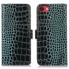 For iPhone 16e Case Crocodile Texture Genuine Cow Leather Phone Wallet Cover
