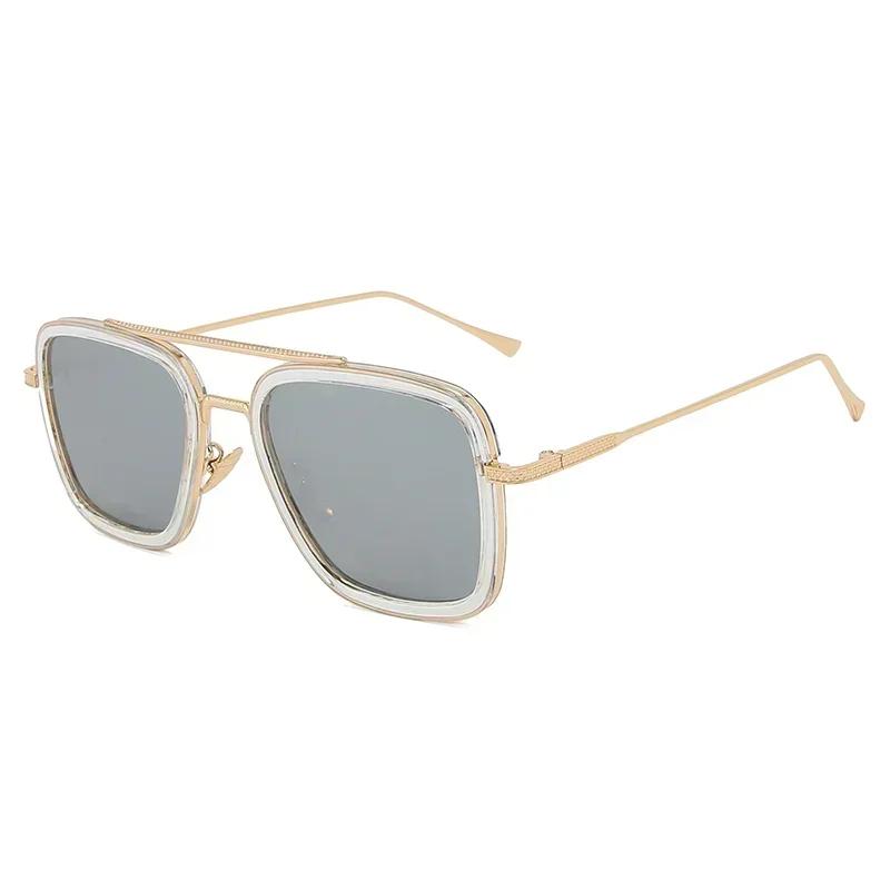 High Quality Durable High Quality Fashion Tony Stark Sun Glasses Iron Man Sun Glasses Vintage Square Metal Frames