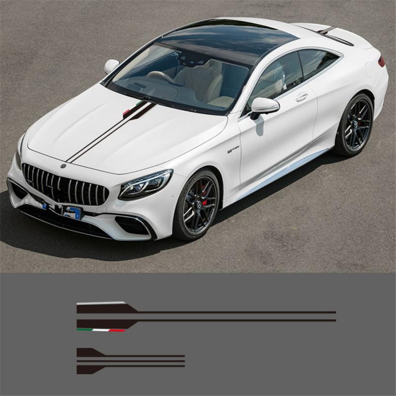 Universal Car Hood Decal Vinyl Stripe Stickers Black Car Head Decor Waterproof