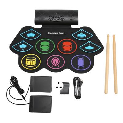 9 Pads Color Electronic Drum External Voice Portable Drum Practice Pad Set BT Support 100‑240V UK