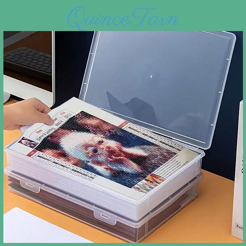 Diamond Picture 1 Piece A4 Storage Box With Lid Clear Plastic Desk Storage Box For Craft Tools And Supplies Dustproof Square File Holder