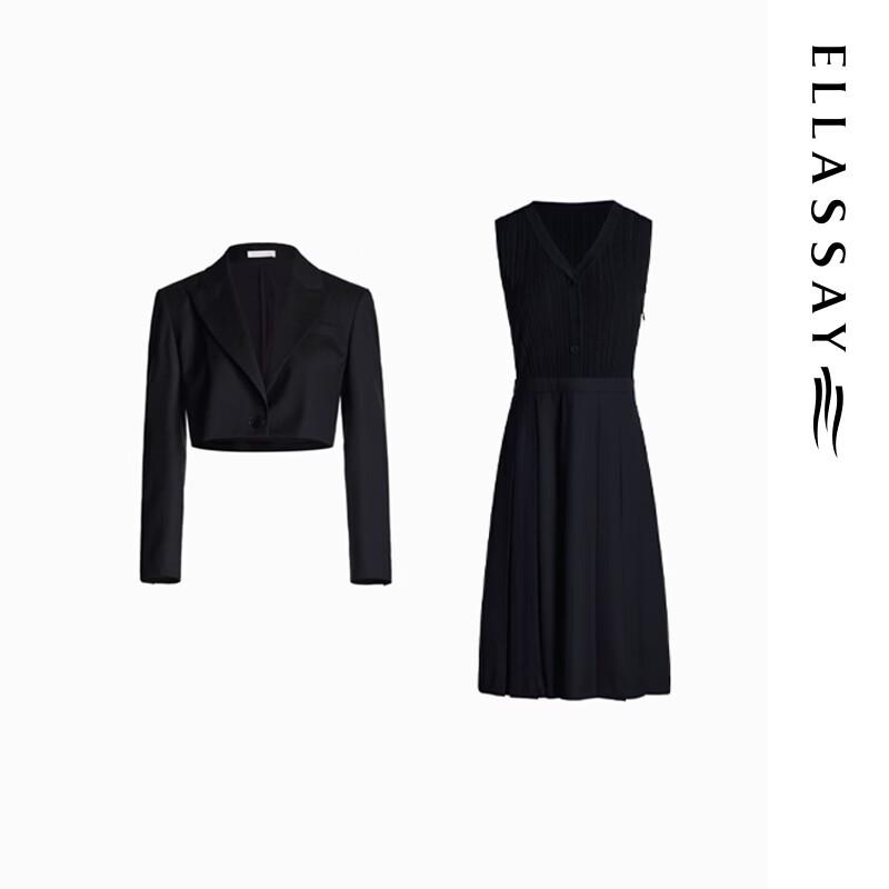 ELLASSAY Women's Sheep Wool Pleated Two-Piece Dress