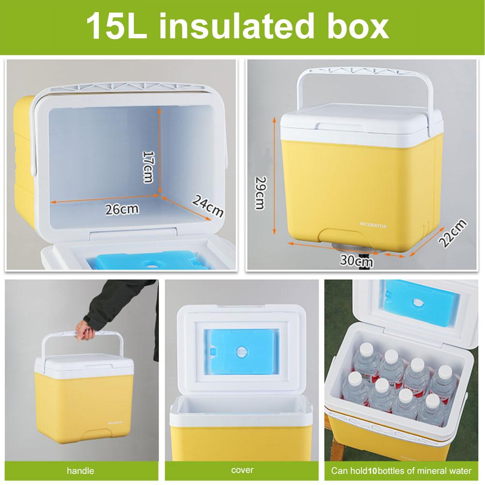 15L Camping Cooler Box Insulated Ice Chest Portable Ice Bucket Outdoor Hard Cooler for BBQ Camping Picnic