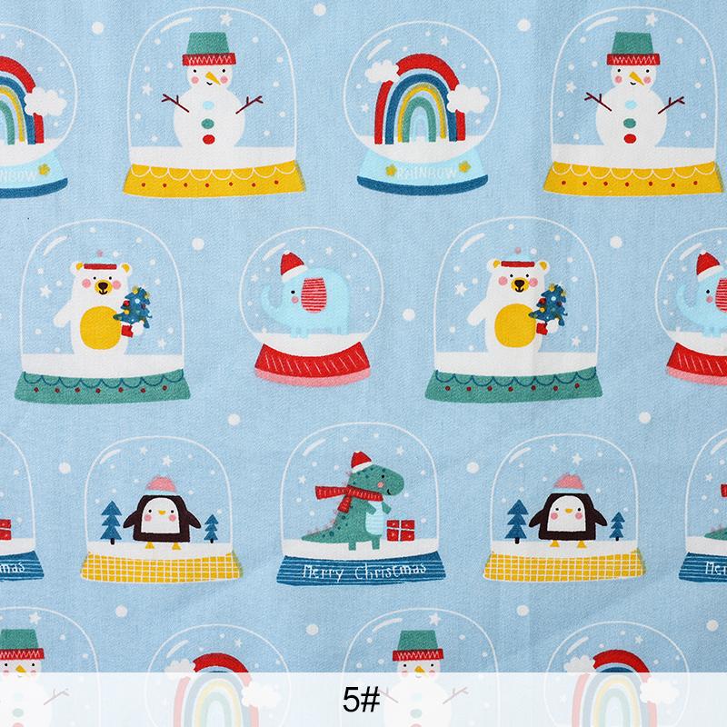 0.5m/1m/2m Pure Cotton Twill Christmas Printed Fabric for Sewing Curtain Scene Decoration Tablecloths Children's Clothing Fabric