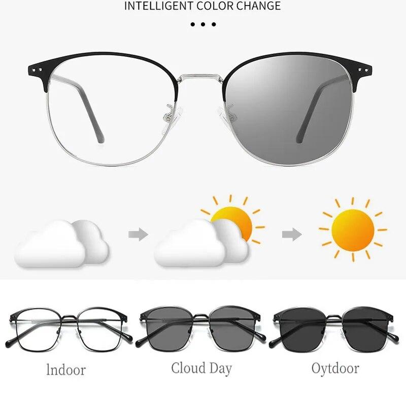 Pochromic Frameless Eyeglasses for Men Fashion Glasses Anti Radiation Eye Sunglasses for Men Korean Glasses Rectangle Compute