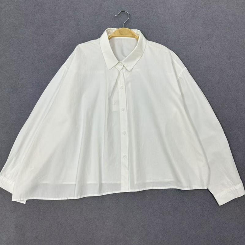 Johnature Irregular Tops Spring Autumn Retro Casual Loose Short Solid Color Simple Shirts Women