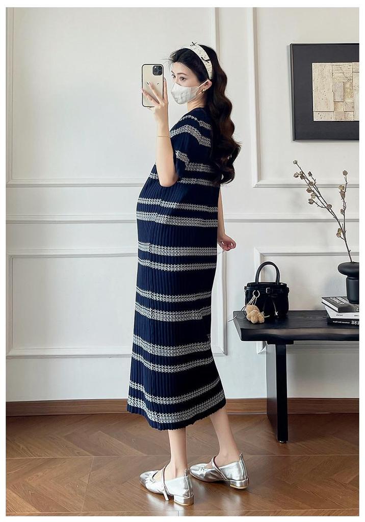Summer 2026 Striped Knit Maternity Dress: Stylish, Versatile, Trendy Nursing Wear for Moms