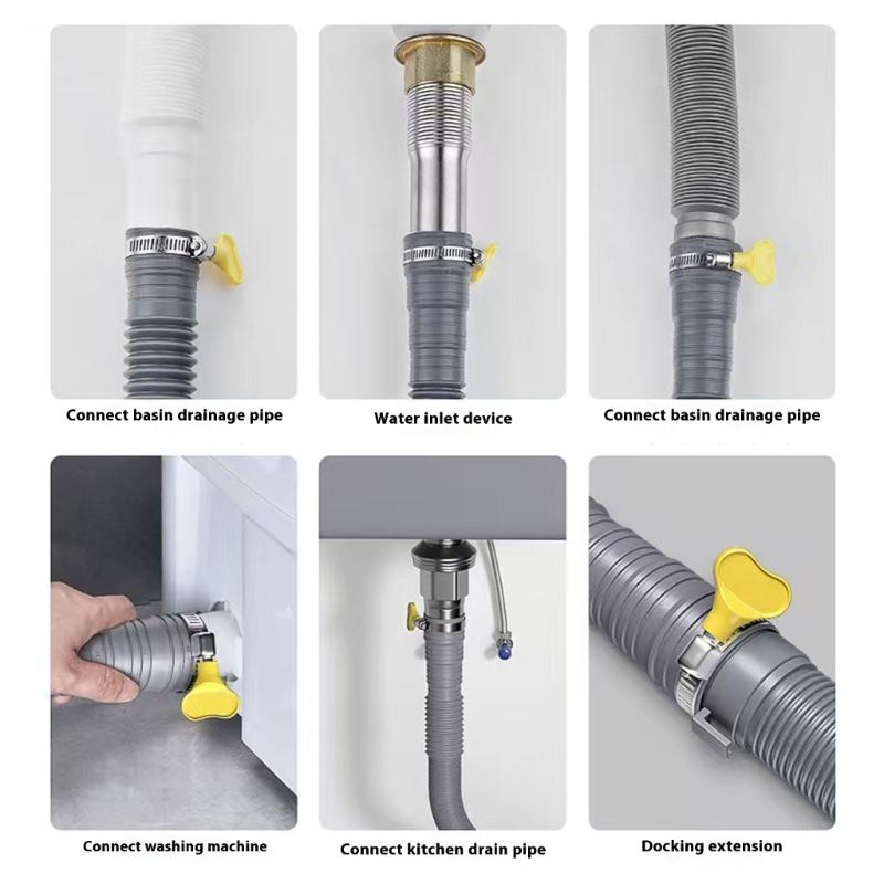 Flexible Extended Drainage Pipe Reinforced Anti Leak Designs Extension Drain Hose For Automatic Washing Machines Use