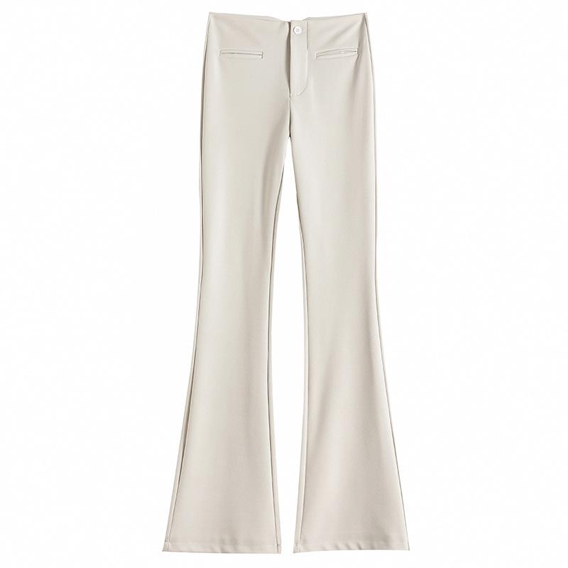 Kalhoty Micro Flare Dámské jarní a podzimní kalhoty s vysokým pasem s tenkým závěsem na ležérní nošení