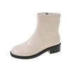 Fashion White Woman Short Shoes Leather Booties Round Toe Ankle Boots for Women Comfortable and Elegant Spring 2024 Pu High Quality Hot