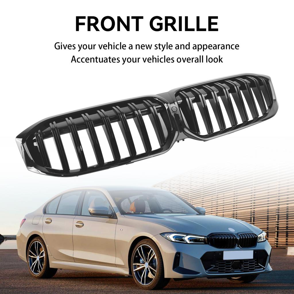 Gloss Black Front Kidney Grille Grill Fit BMW G20 320i 330i M340i 2023-2024