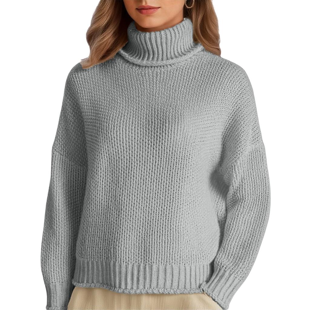 Damen Gestrickter Rollkragen Farbe Warmer Basisschicht Pullover