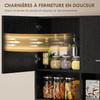 Kitchen Buffet, High, 4 Soft-Close Doors, Adjustable Drawer and Shelves, Black