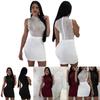 Elegant Sexy Shiny Women's Bodycon Dress With Diamond O Neck For Evening Embroidery