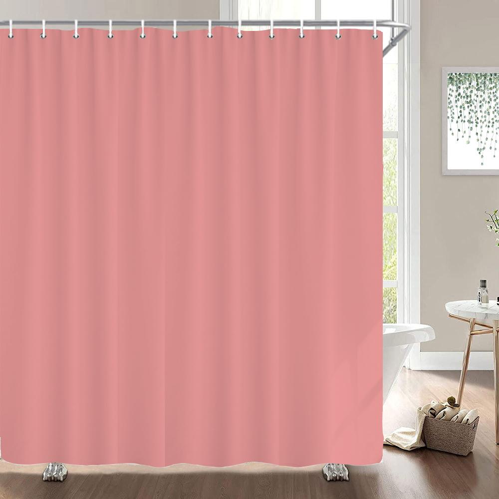 1Pcs Black Gray White Solid Color Printed Fabric Waterproof Shower Curtain, Home Decoration Bathroom Curtain, With Hooks