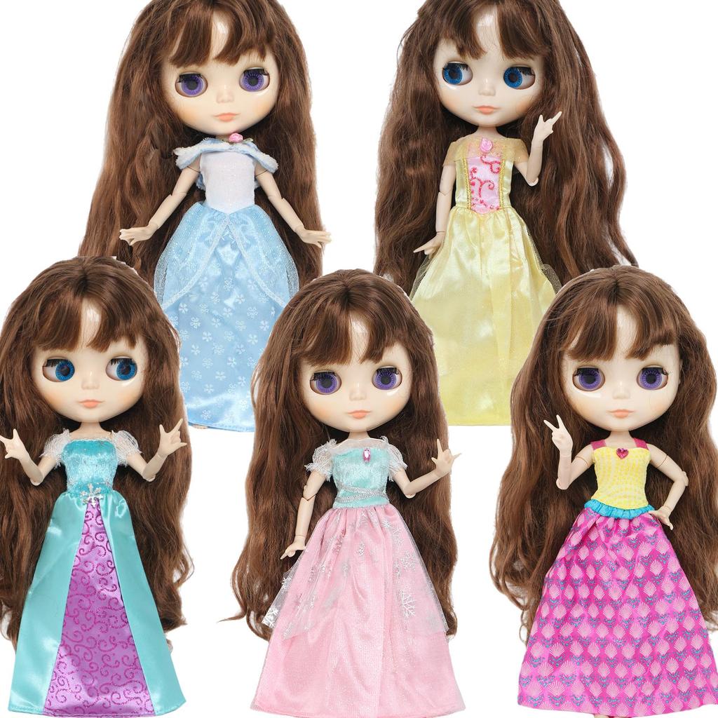 5 sett dukkeklær for Blythe dukkeverktøy Søt uformelt mini kjole Bukser Bluser antrekk for 1/6 11,5 tommers dukke Søt gavesett Jenteleketøy