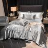 Conjunto de Roupa de Cama Nórdico 100% Seda com Capa de Edredom Lençol Fronha Luxo Casal Solteiro Casal Verão Liso Rainha Rei Lençol