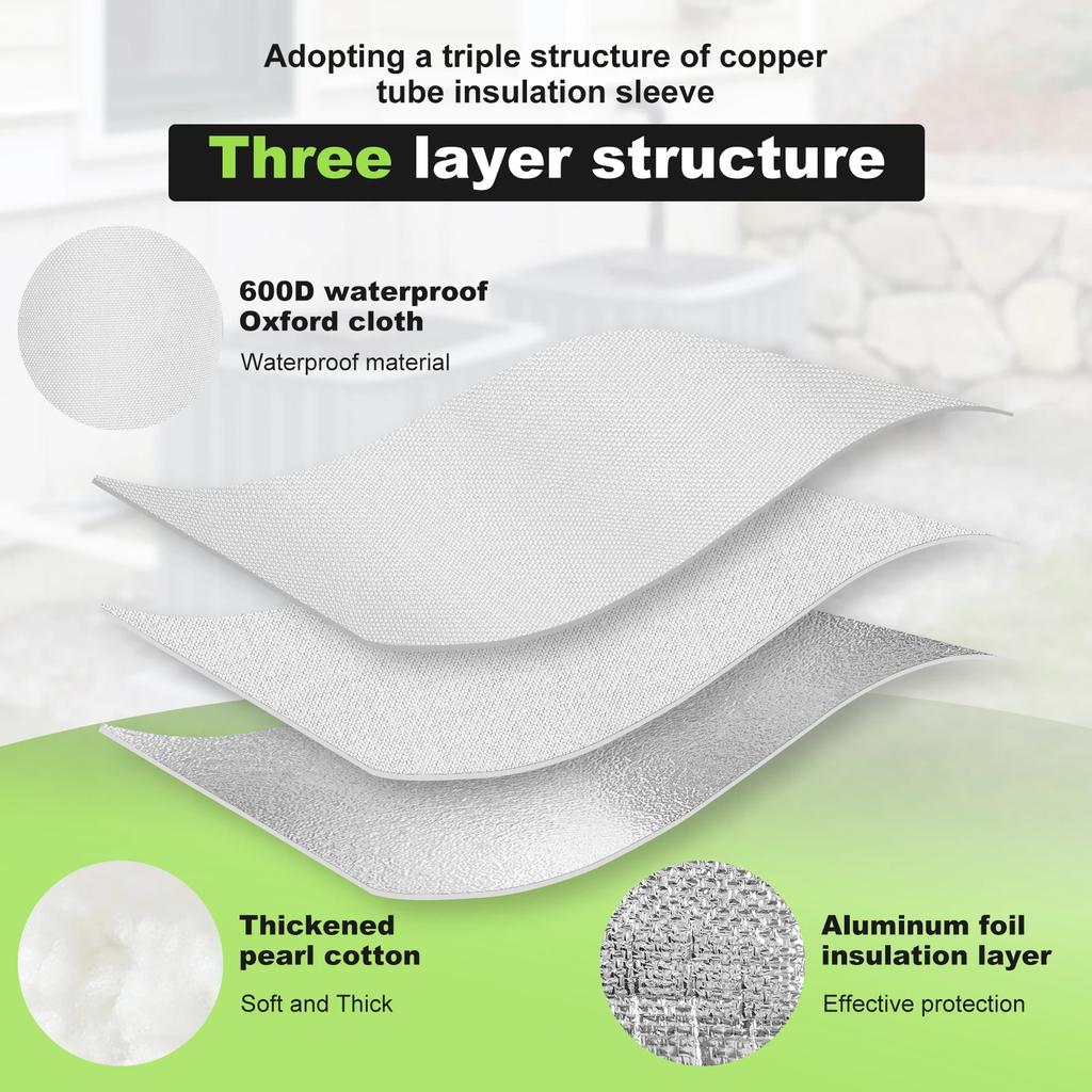 3 Layer Universal Air Conditioner Hose Cover Waterproof AC Hose Heat Insulation Wrap Portable AC Hose Insulation Sleeve for Home