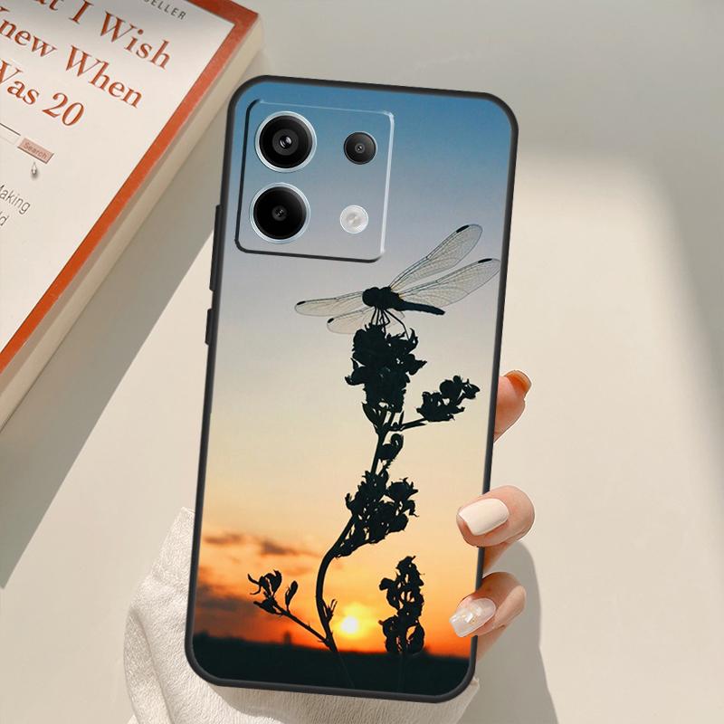 Luxury Dragonfly Funda For Xiaomi Redmi Note 13 Pro 9 10 11 12 14 Pro 11S 12S Case For Redmi 13C 12C 10C 14C