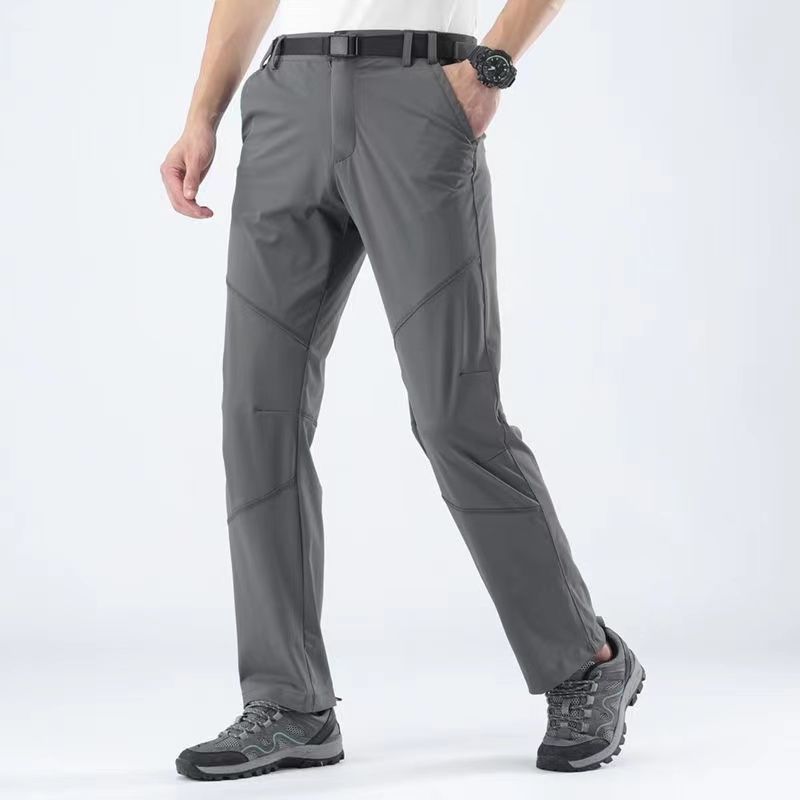 Calças de caminhada elásticas de verão masculinas, à prova d'água, soltas, respiráveis, com vários bolsos, calças táticas de viagem, calças cargo masculinas