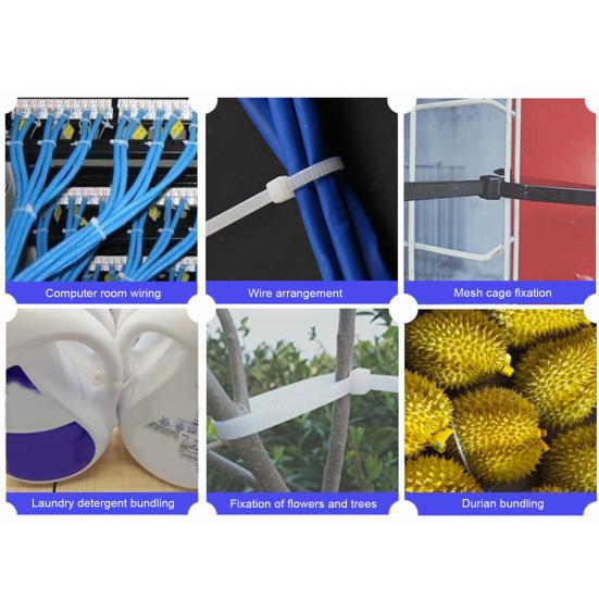 250/500/1000Pcs Universal Nylon Cable Tie Buckle Heavy Duty Self-Locking Nylon Zip Tie Indoor Outdoor Automotive Car Mount Wire Tie Fastener Strap