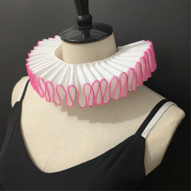 Comfortable Ribbon Faux Collar Colonial Clown Choker Neck Collar Ideal for School Uniforms Performances and Parties