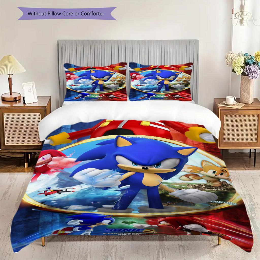 Sonic Hedgehog Movie Poster Bedding 1 Duvet Cover 2 Pillowcase Without Core Duvet Cover And Pillowcase Soft And Comfortable Bedding Set