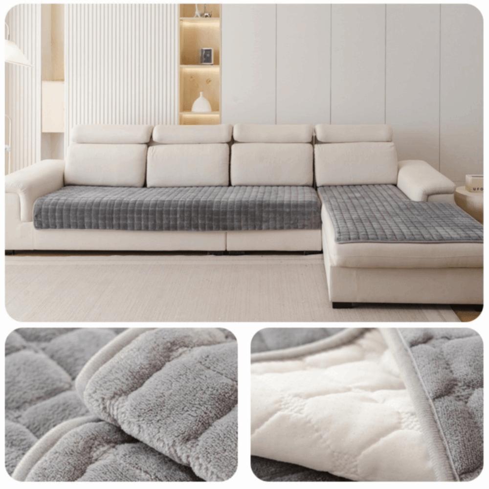 Wear Resistant Plush Flannel Plaid Sofa Cushion Stain-resistant Non-slip Sofa Cover Warm Thickened Couch Cushion Living Room