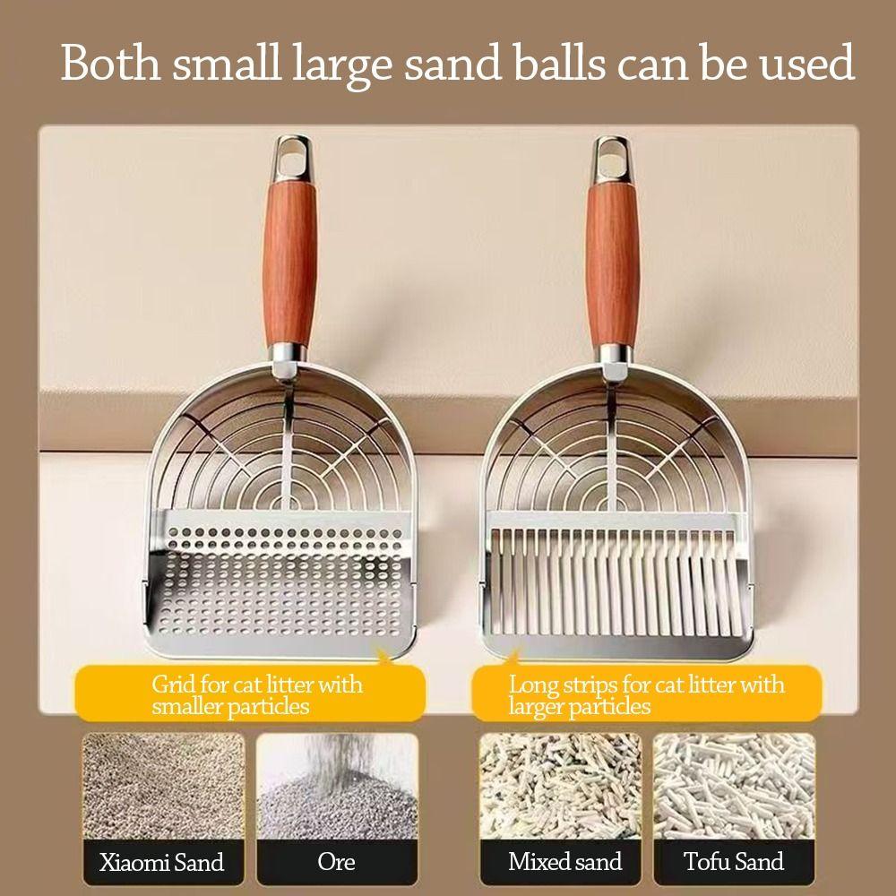 Anti-slip Cat Toilet Scoop with Wooden Handle Cat Poop Cleaning Tools  Pet Cleaning Tools