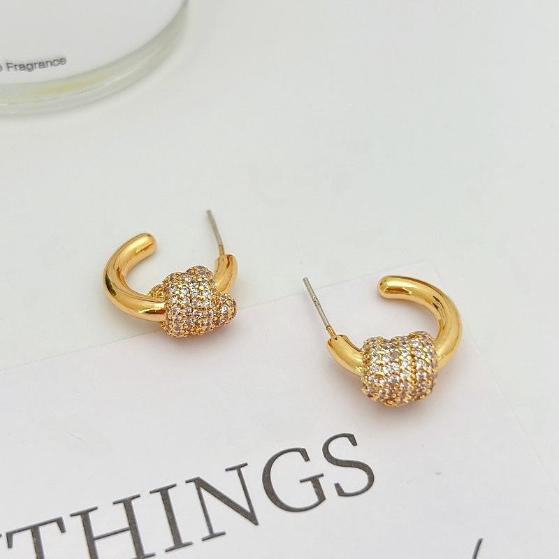 

French Drop Glaze Zircon Stud Earrings Light Luxury Fashion Trend Ear Buckles Exquisite Small Commuter Versatile Earrings золотой