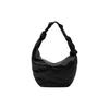 Satin Feel Knot Detail Pleated Texture Nylon Shoulder Crossbody Bag Medium Women Bags Black 1214247001
