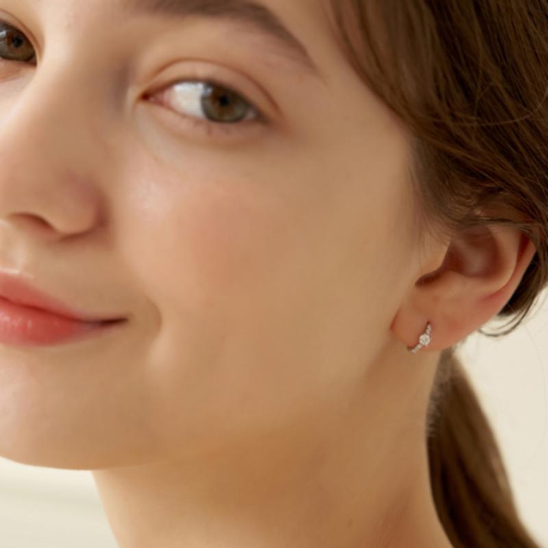 Tatiana [Silver925]Moissanite One-Touch Hoop Earring_DE0005