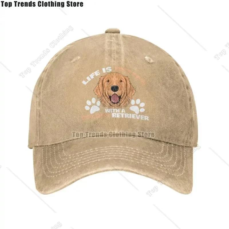 Life Is Better With A Golden Retriever Funny Gift Baseball Cap for Women Unisex Adjustable Animal Dog Dad Hat PerforUnisexce