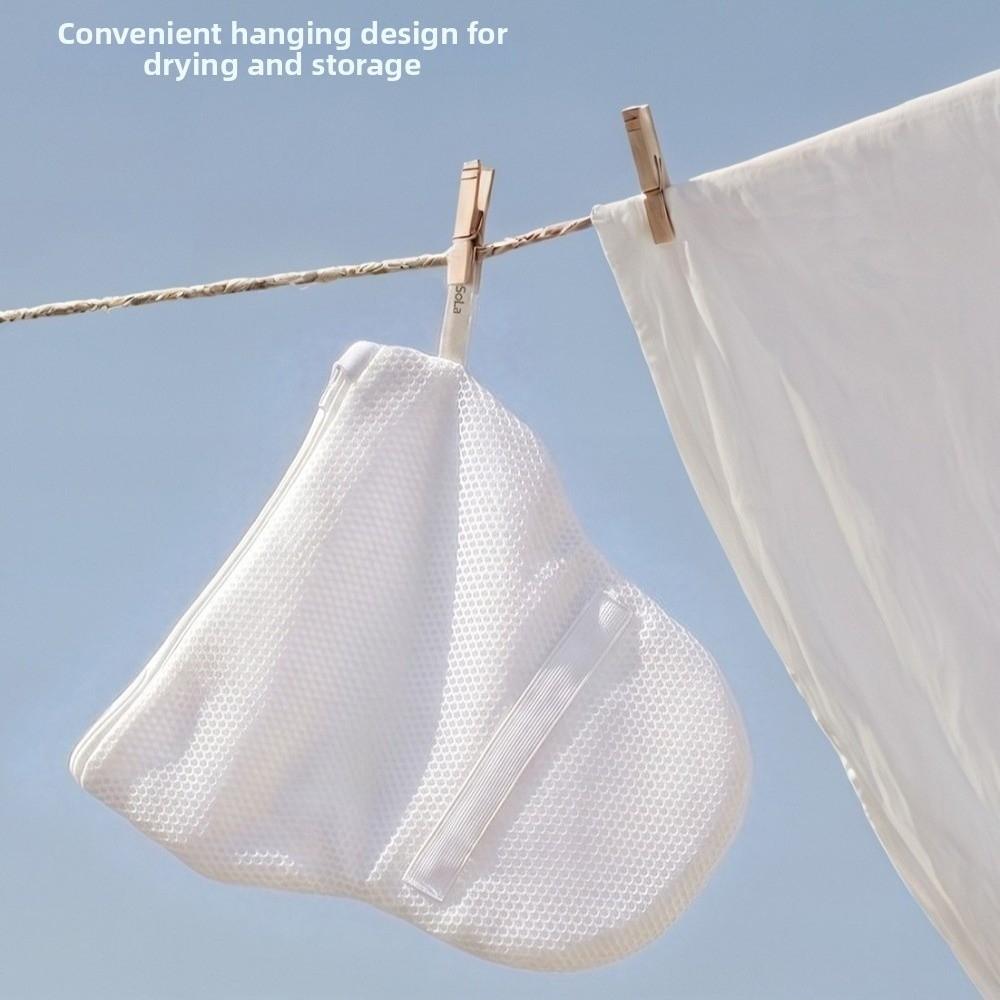 Zipper Closure Hat Washing Protector Mesh Structure Hat Laundry Bag  Machine Washing
