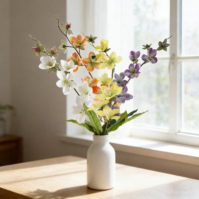 Artificial Jasmine Flowers Realistic Faux Silk Flower Bouquet with Long Stem for Shop Garden Office Home Wedding Party Decor