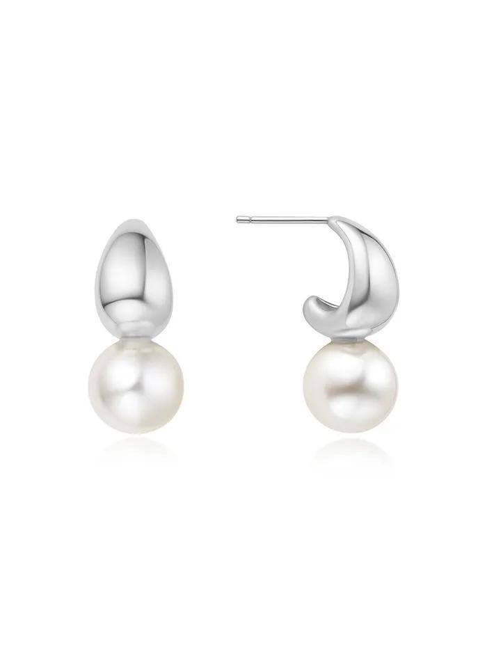 Silver Pearl Dome 925 Silver Earrings E062-06H.