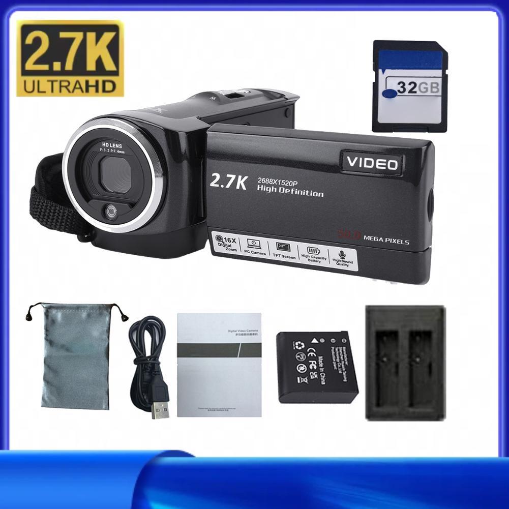 

2.7K Digital Video Camera 50MP 16X Zoom Camcorder Outdoor Travel Vlogging Camera Capacity Up to 256GB Webcam for YouTube