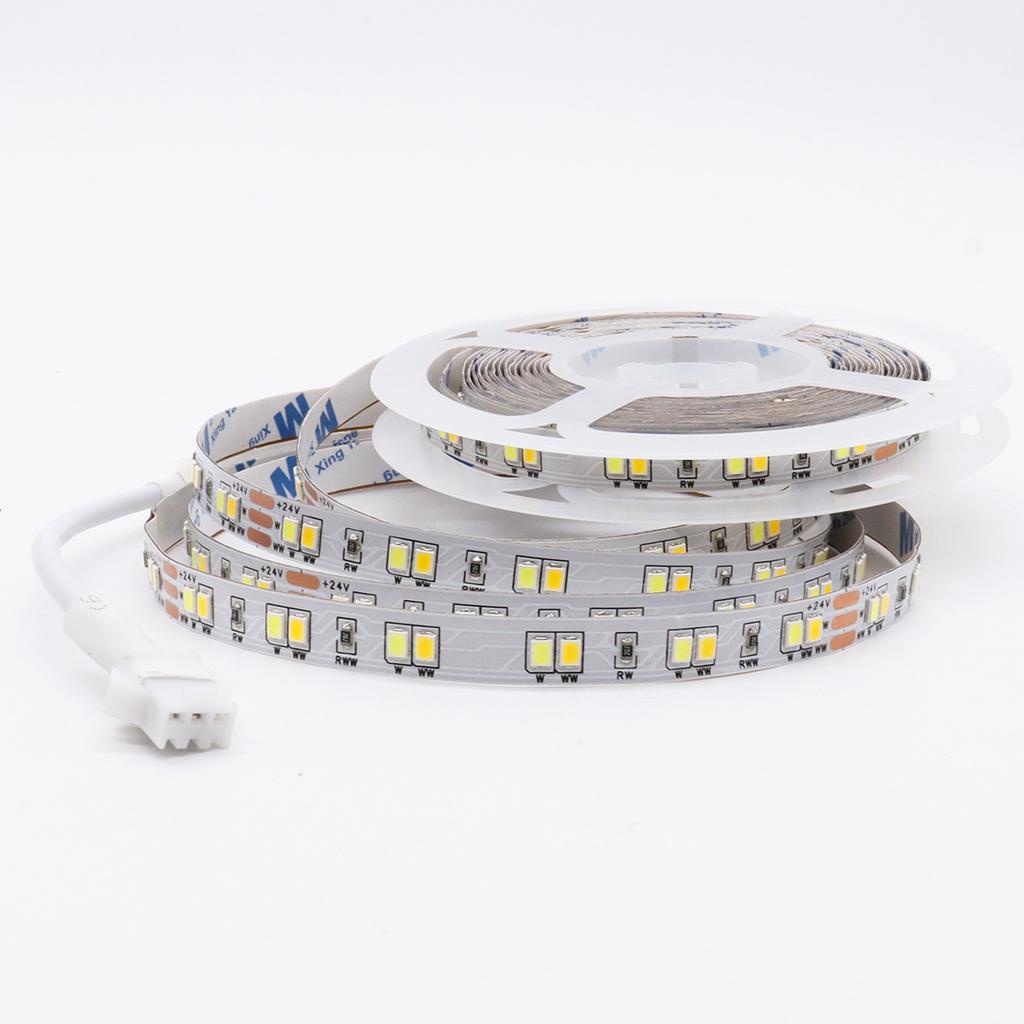EU LED Dual Color Light Strip Kit, 24V 120 LEDs Bare Board Non-Waterproof, 15-Key Dimming, Bedroom Mirror Decorative Atmosphere Light