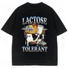 Laktoseintolerant Lustiges Milchmuster T-Shirt Damen Retro Mode Kurzarm Sommer Lässig Humor Damen T-Shirts