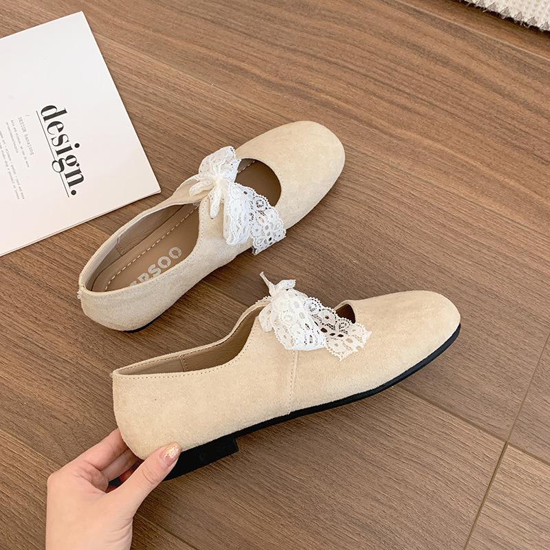 Retro French yellow flat-bottomed shallow-mouth single shoes for women's summer 2025 new models with skirts, versatile soft-soled Mary Jane shoes