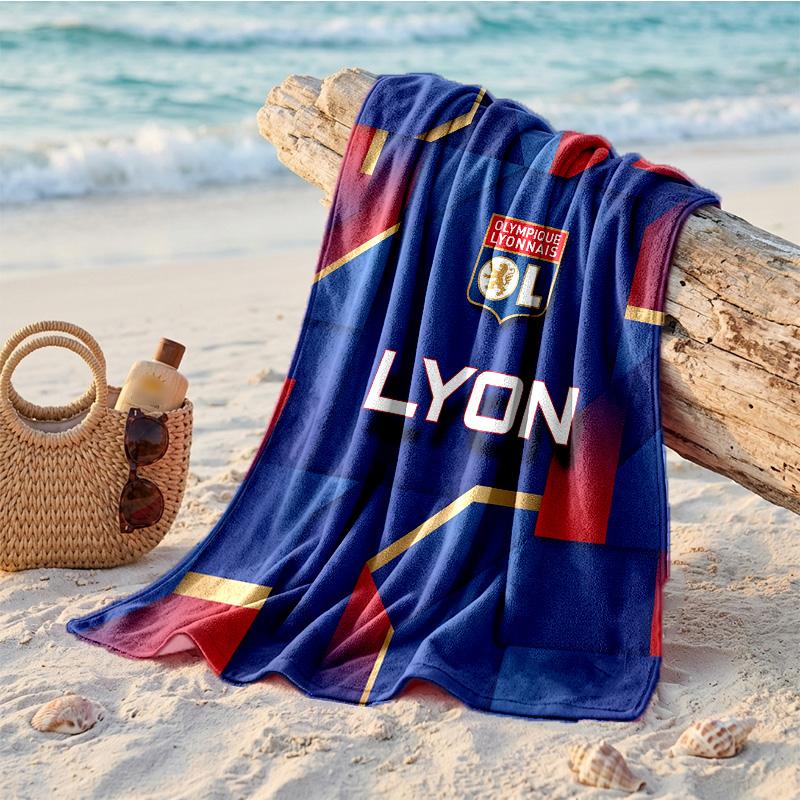 Lyon FC Druck Mikrofaser Strandtuch Schnelltrocknend Saugfähig Großes Handtuch für Strand Schwimmen Reisen