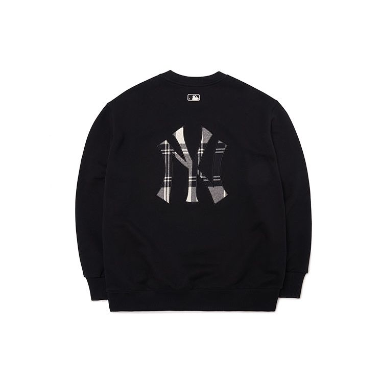 MLB Basic Logo New York Yankees Kariertes Rundhals-Sweatshirt High Street Sweatshirt Unisex-Sweatshirt Schwarz 3AMTC0114-50BKS S