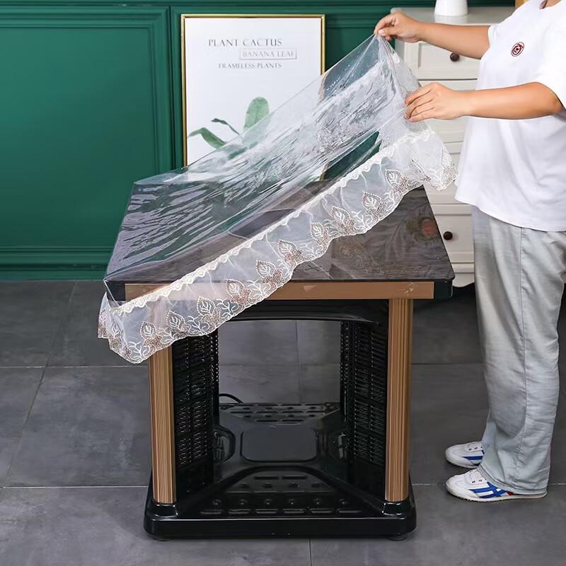 ZISIZ PVC Transparent Draped Edge Heated Table Cover
