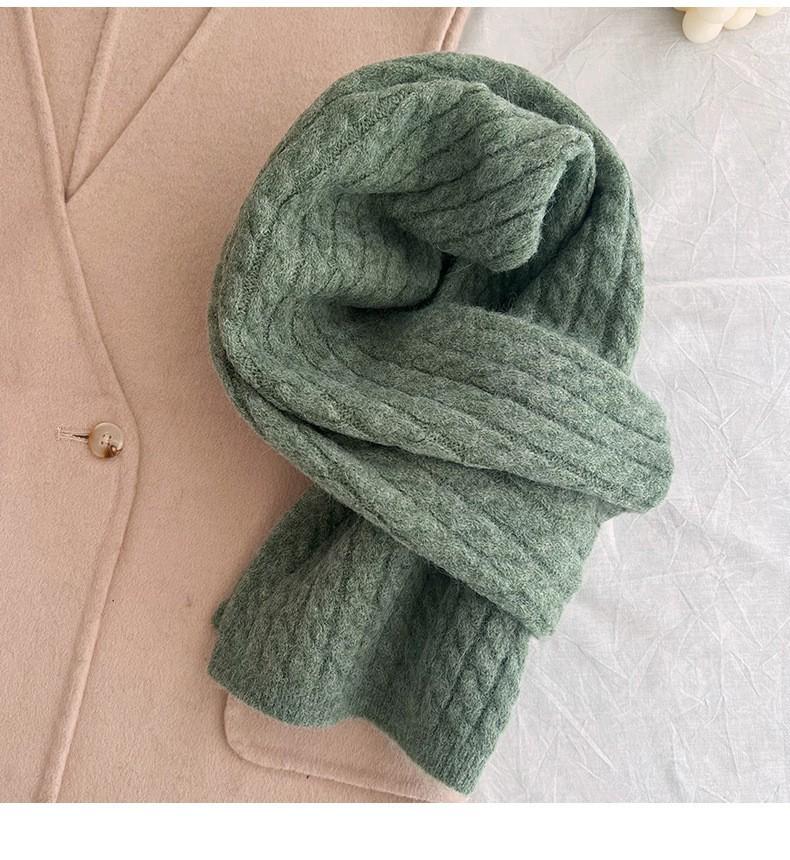 Korean version of solid color literary and artistic small twist scarf women's winter versatile simple wool imitation cashmere warm long small scarf