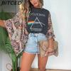 BITCED Women's Printed O-Neck Loose-Fit Casual Top