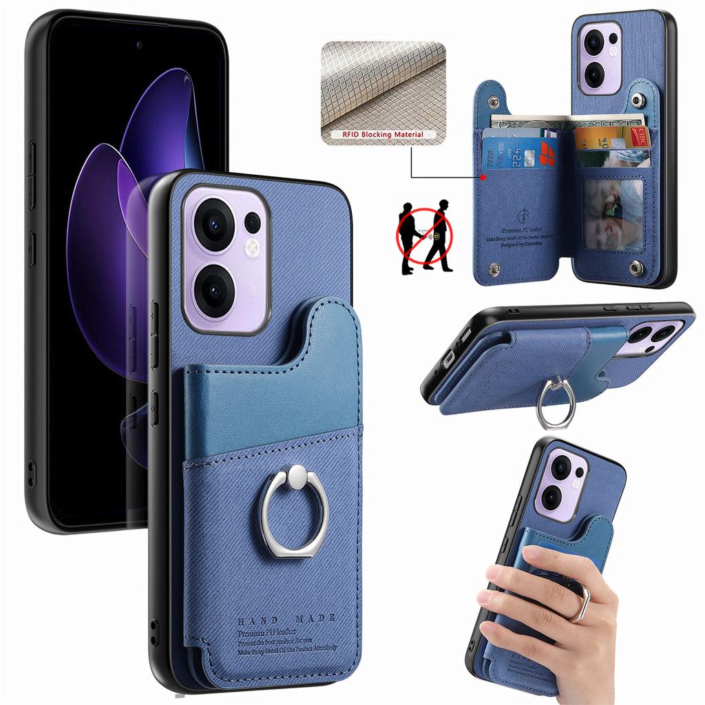 For Oppo Reno13 F 4G/Oppo Reno13 F 5G Case with Card Holder Kickstand Leather+TPU+PC Phone Cover