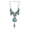 Pendant Turquoise Vintage Necklace With Alloy Chain And Multilayer Design